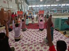 अष्टम योग दिवस के उपलक्ष्य में कामगारों के लिए पखवाड़ा में गौरव एनर्ज़ेन इंडिया प्रा लि बरेली में योग