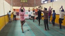 अष्टम योग दिवस के उपलक्ष्य में कामगारों के लिए पखवाड़ा में रामा श्यामा पेपर  प्रा लि   बरेली में योग
